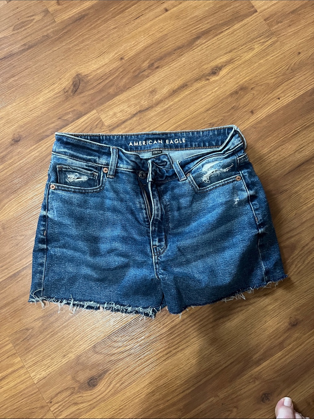 American Eagle Outfitters Dark Blue Distressed Denim Cutoff Shorts